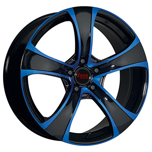 black and blue alloy wheel