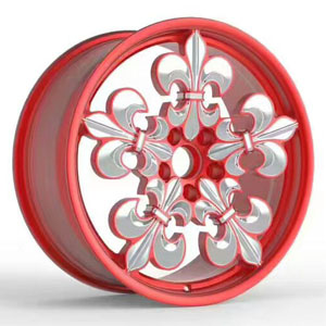 Red forged aluminum wheels with flower lip