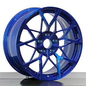 Blue alloy wheels